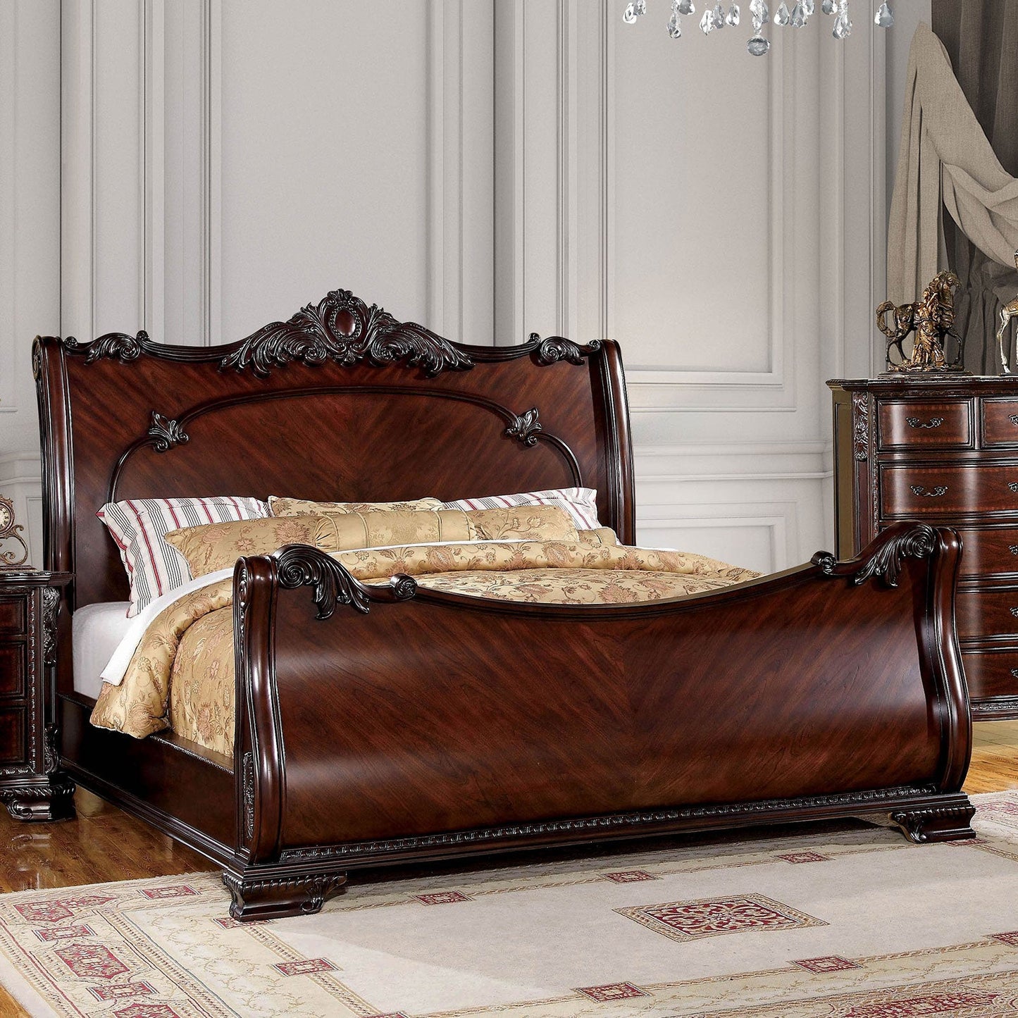 Bellefonte Brown Cherry Queen Bed - ATL FURNITURE
