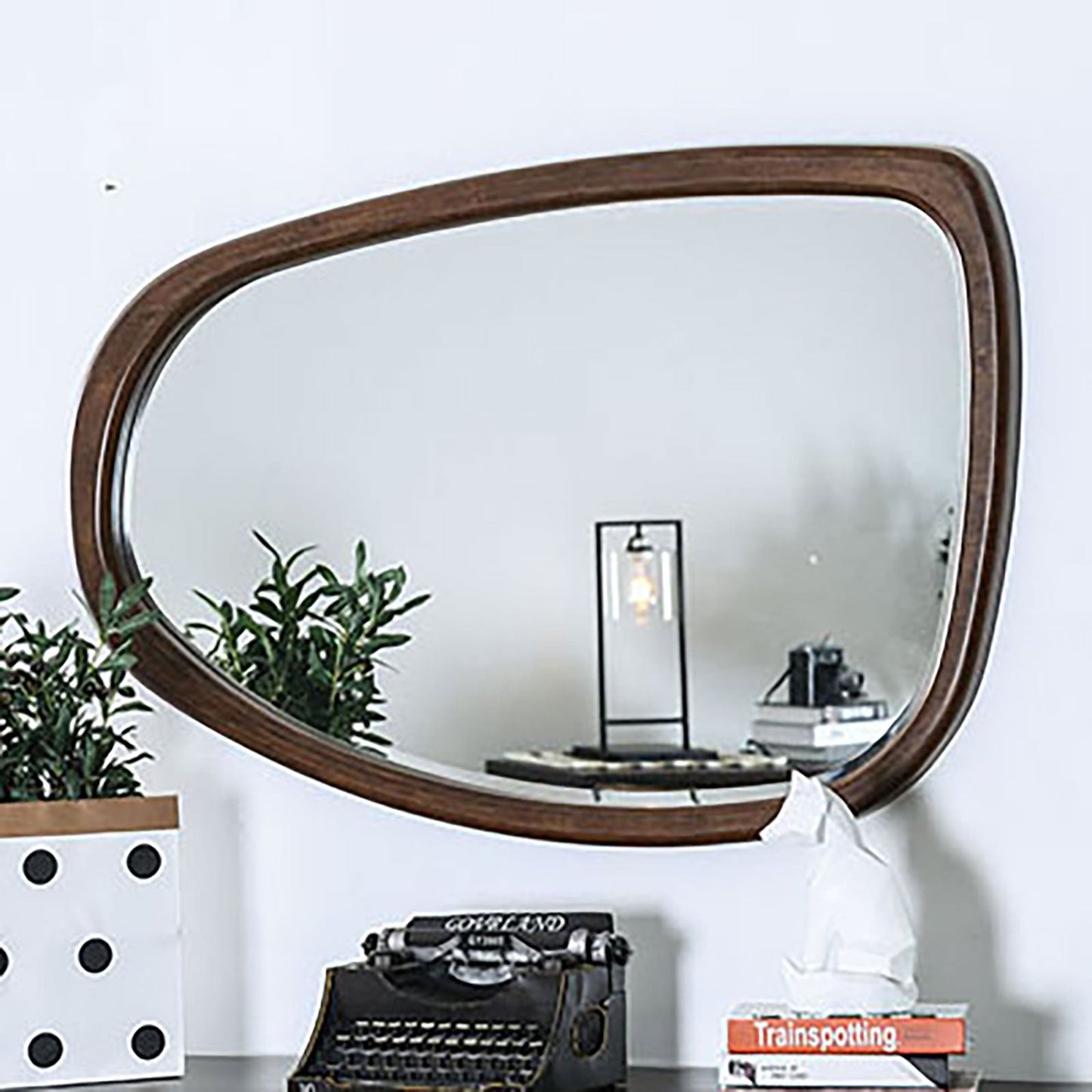 Fulton Dark Oak/Dark Walnut Curved Mirror - ATL FURNITURE