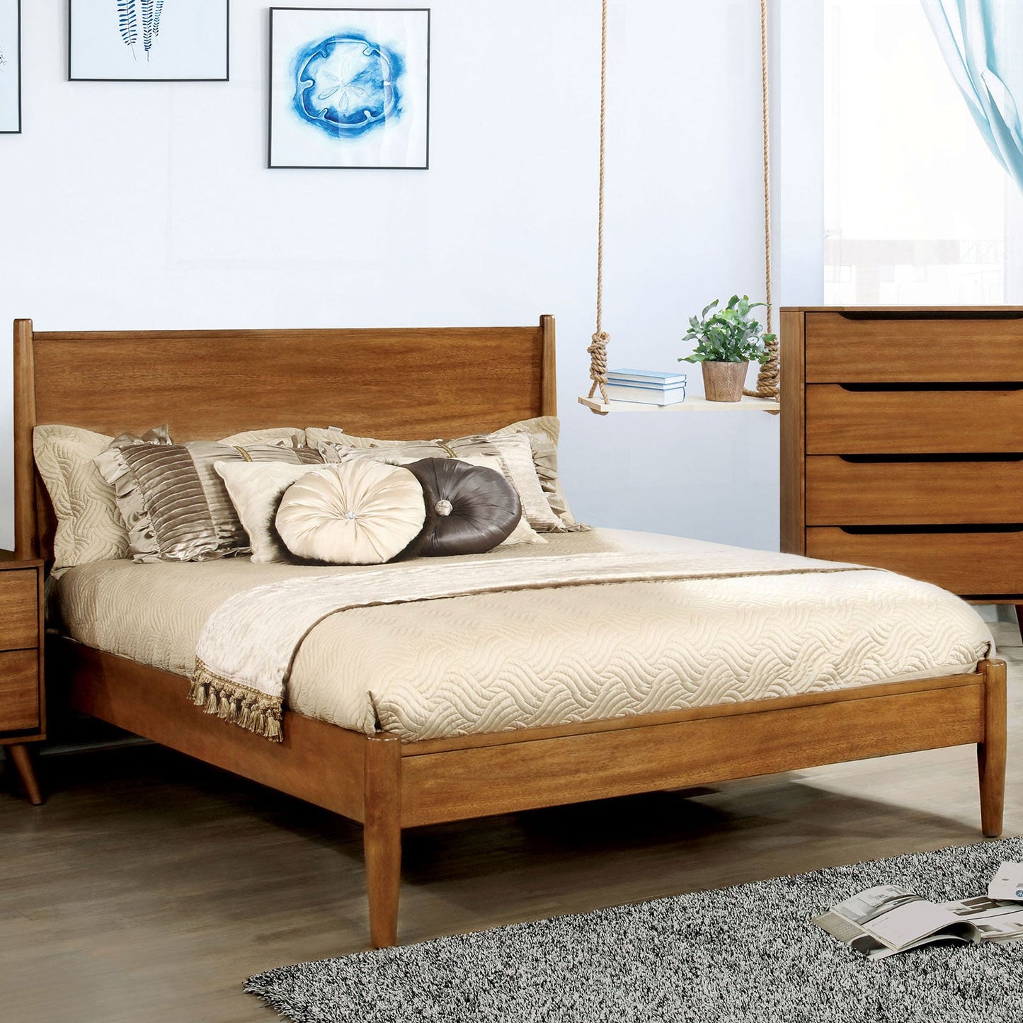 Lennart Oak Queen Bed - ATL FURNITURE