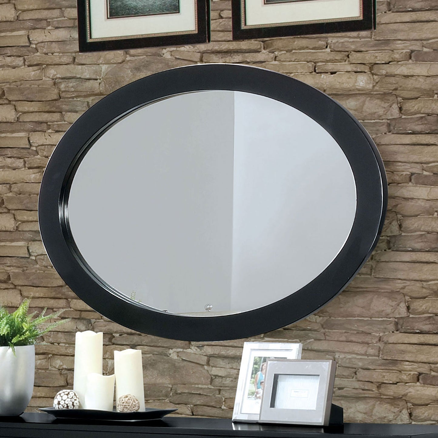LENNART II Black Oval Mirror - ATL FURNITURE