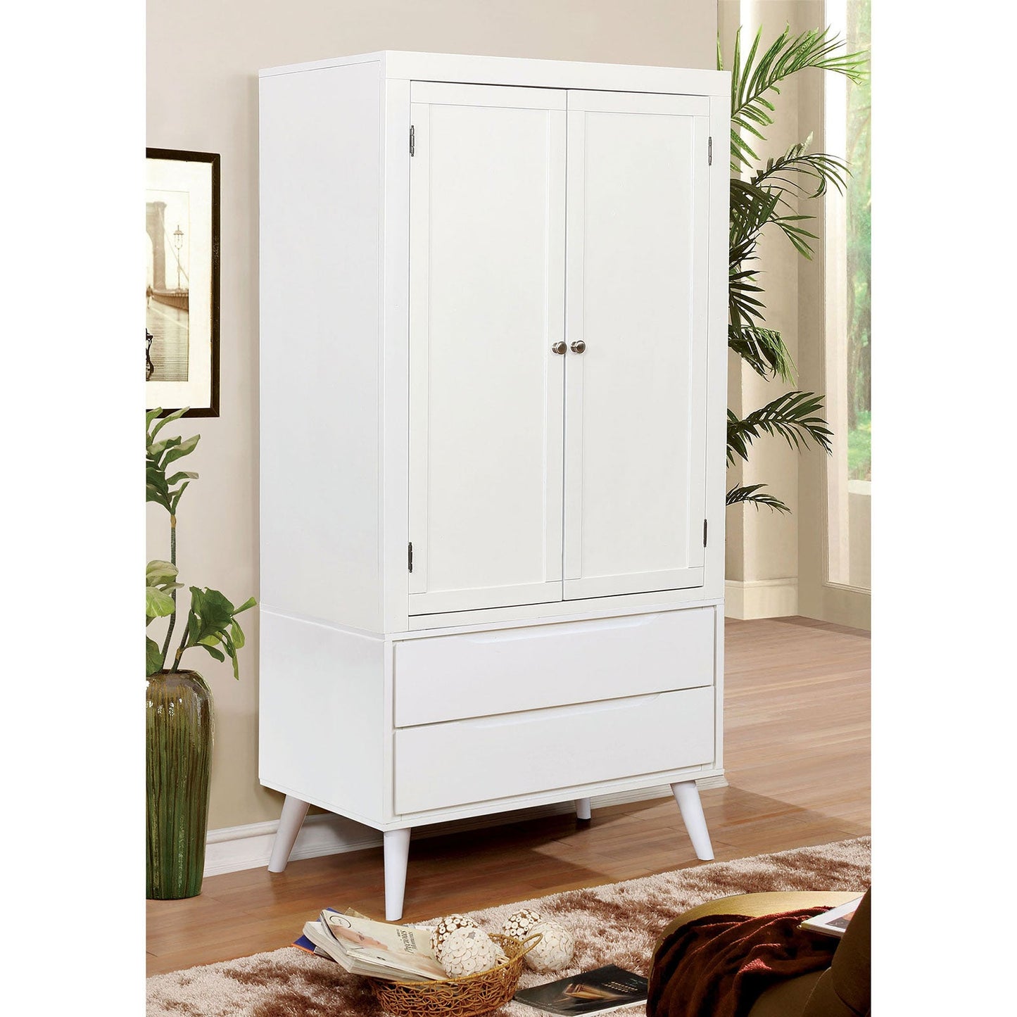 LENNART White Armoire - ATL FURNITURE