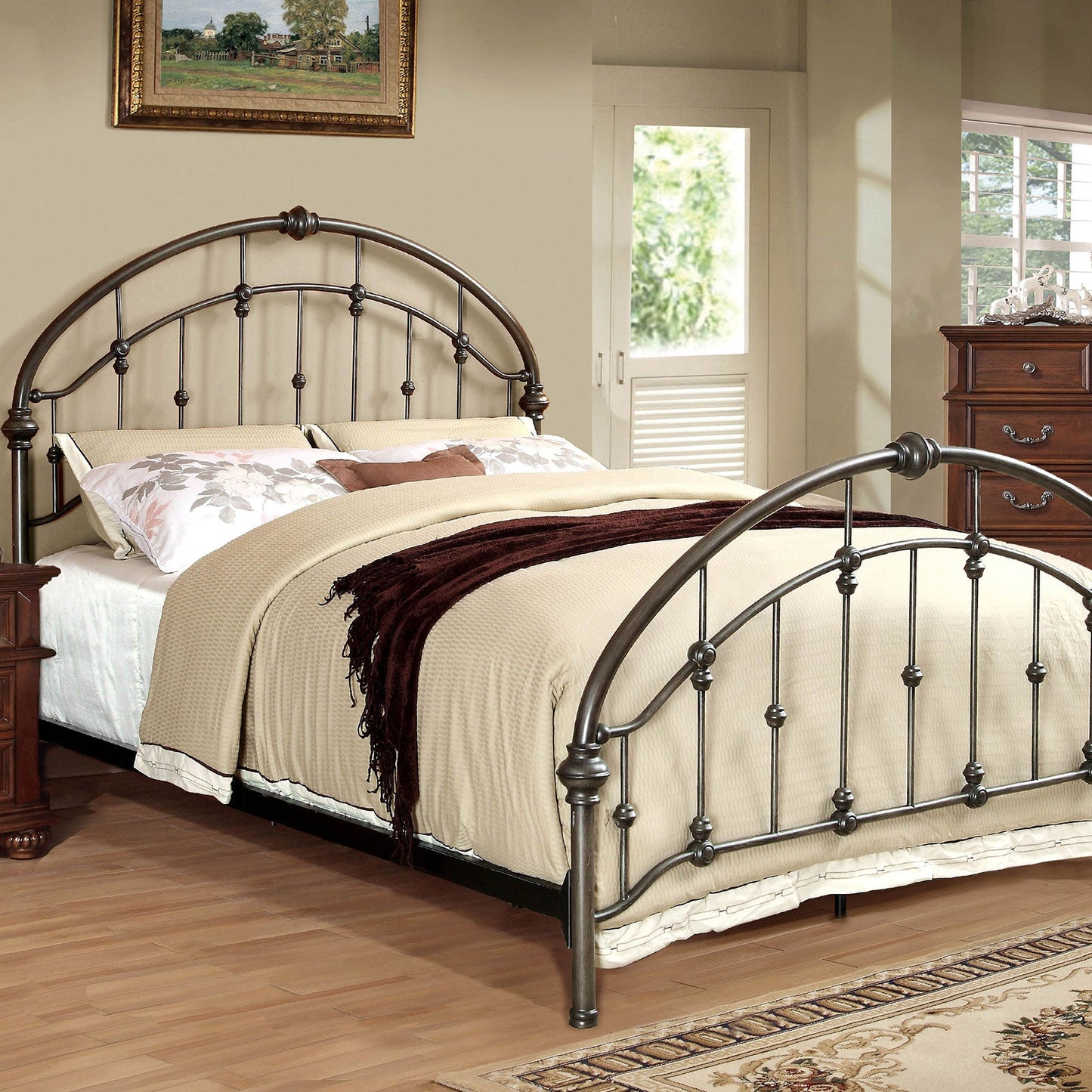 CARTA Brushed Bronze Queen Bed - ATL FURNITURE