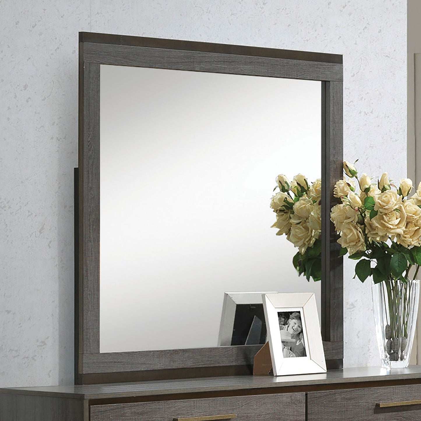 MANVEL Two-Tone Antique Gray Mirror - ATL FURNITURE