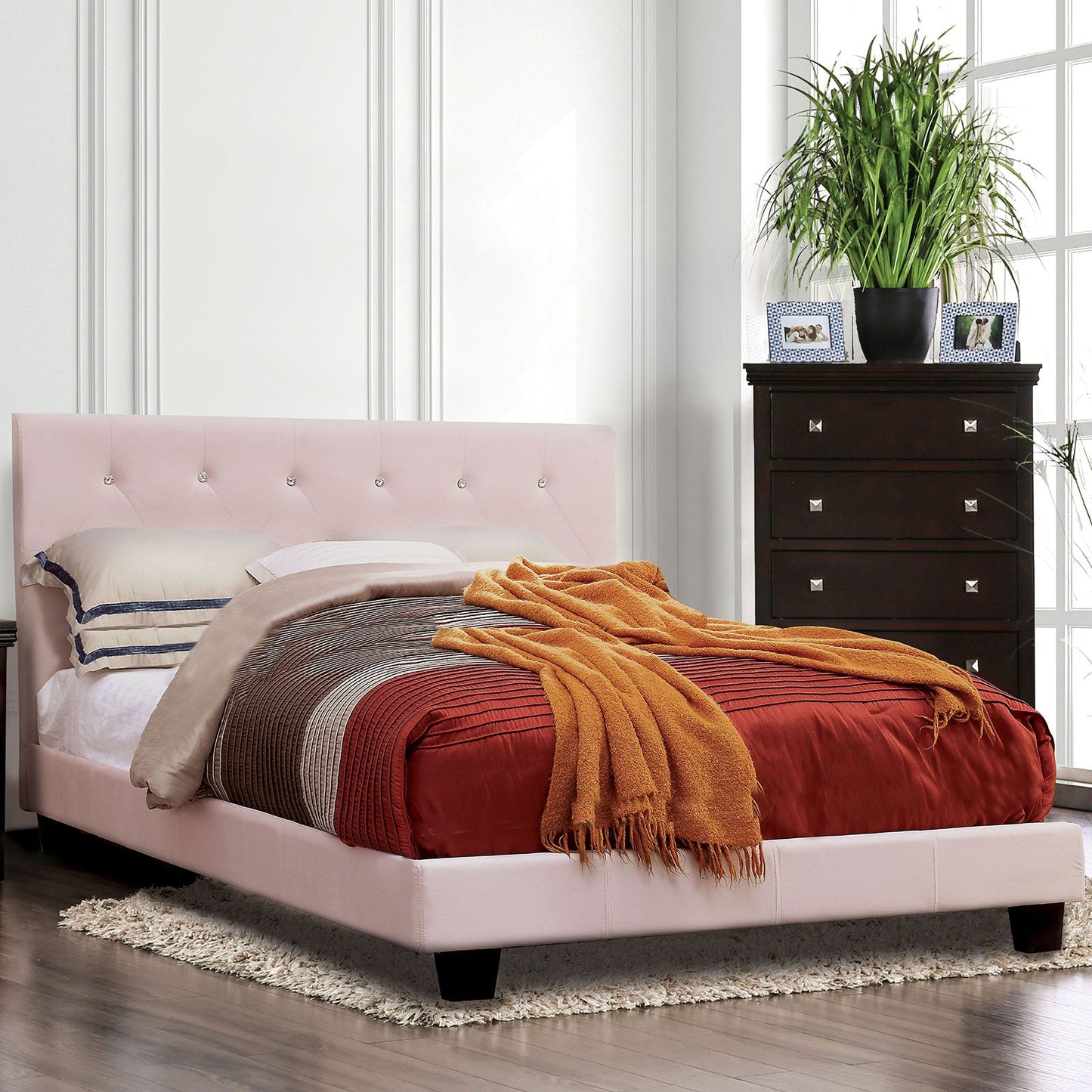 Velen Blush Pink Full Bed - ATL FURNITURE