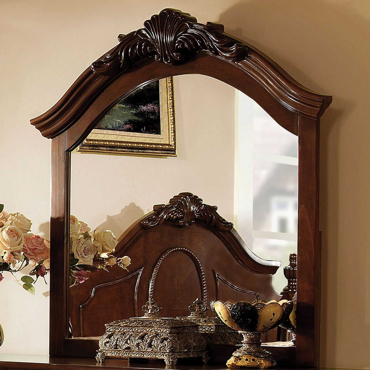 Velda II Brown Cherry Mirror - ATL FURNITURE