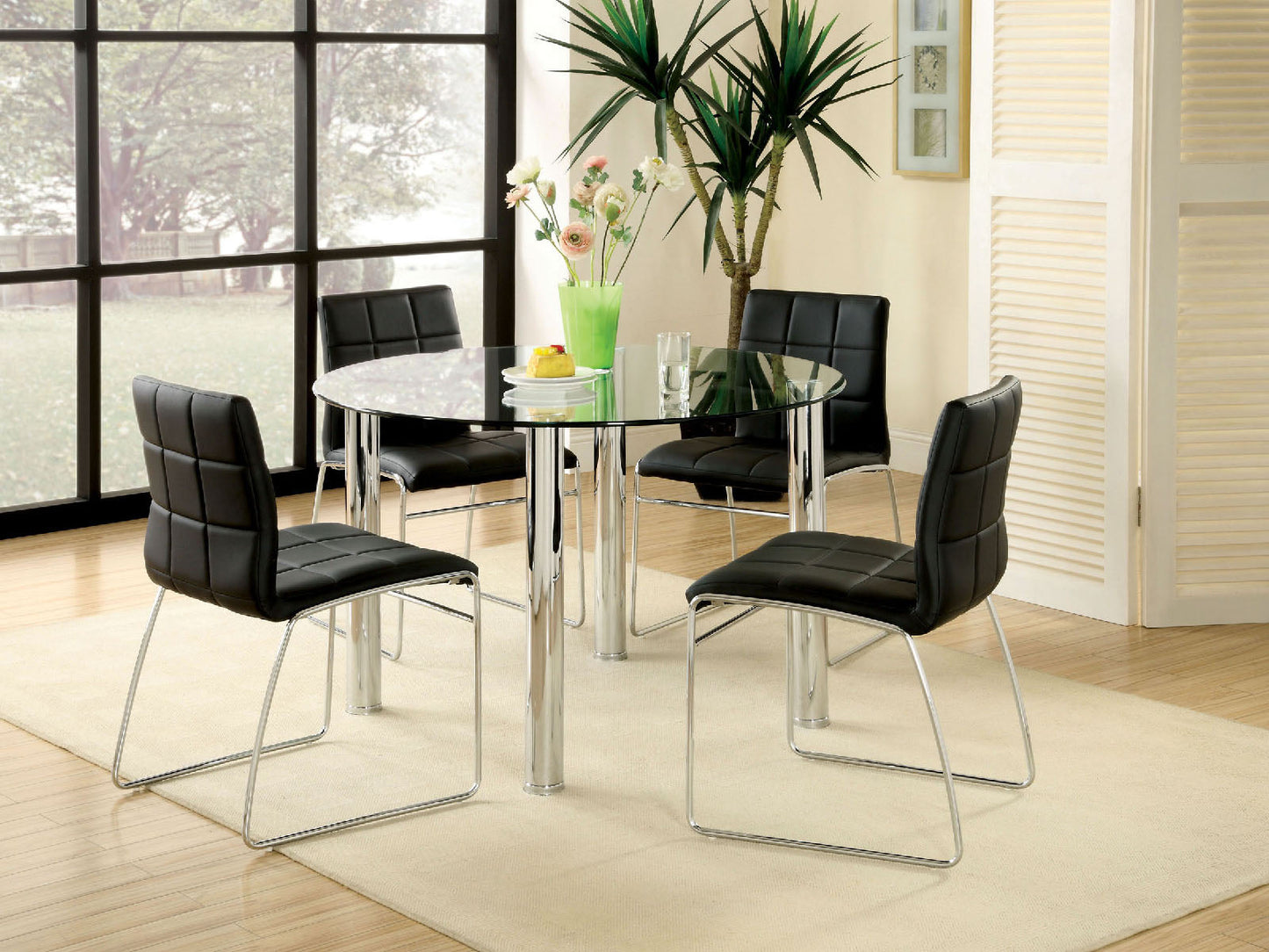 Kona I Black 5 Pc. Round Dining Table Set - ATL FURNITURE