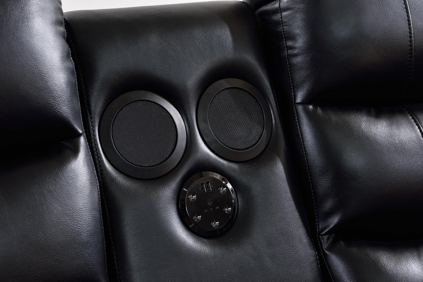 Jovi Sectional Black Black Leather Gel Power Recliner