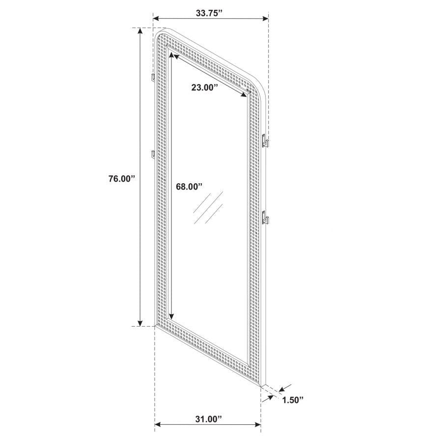 ARINI CANE WEAVE FULL LENGTH STANDING FLOOR MIRROR BLACK