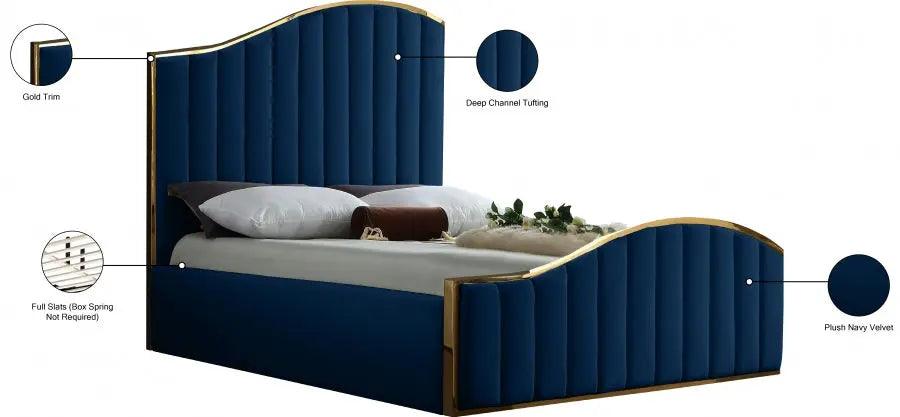 Jolie Velvet Platform Bed - ATL FURNITURE