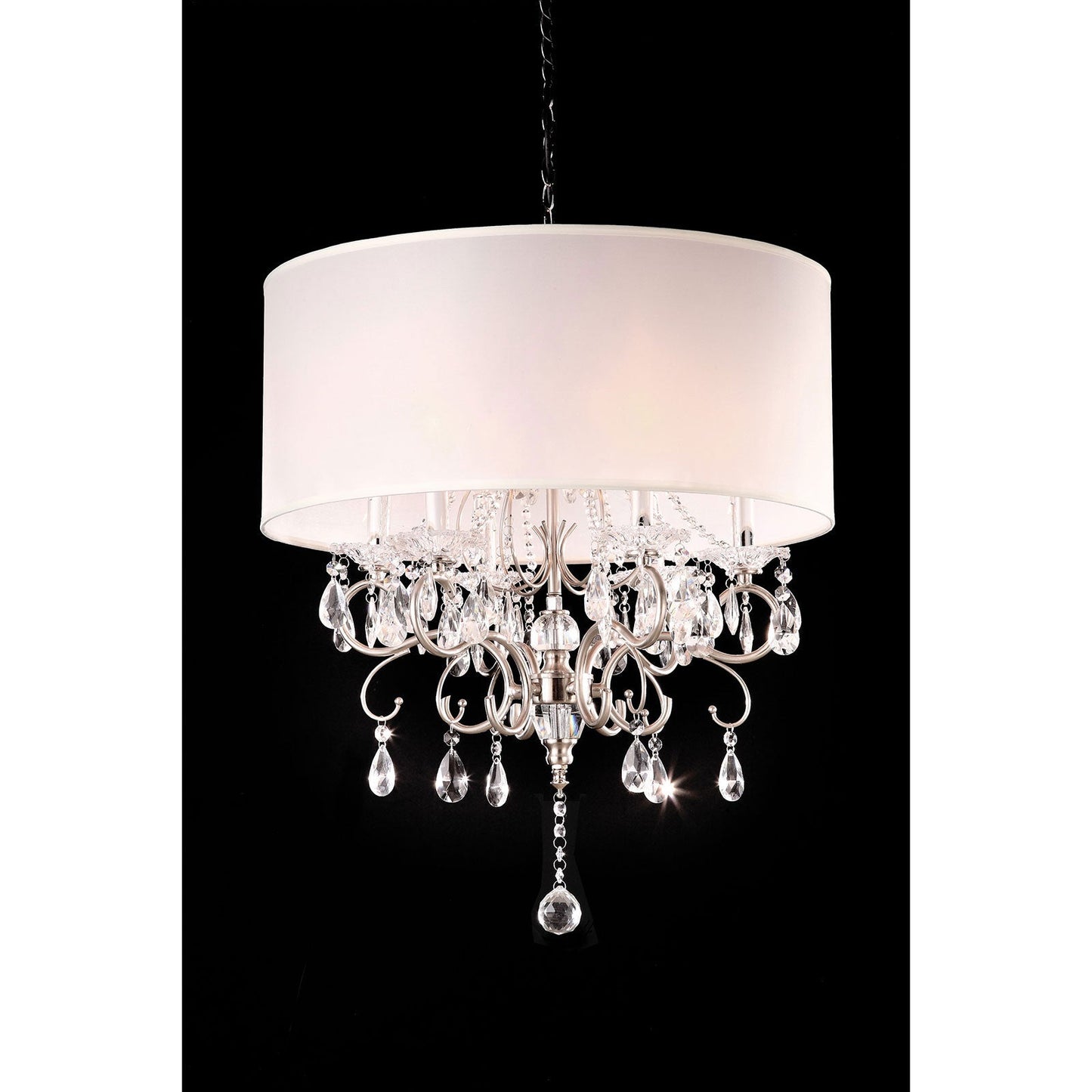 Sophy White/Chrome Ceiling Lamp, Hanging Crystal - ATL FURNITURE
