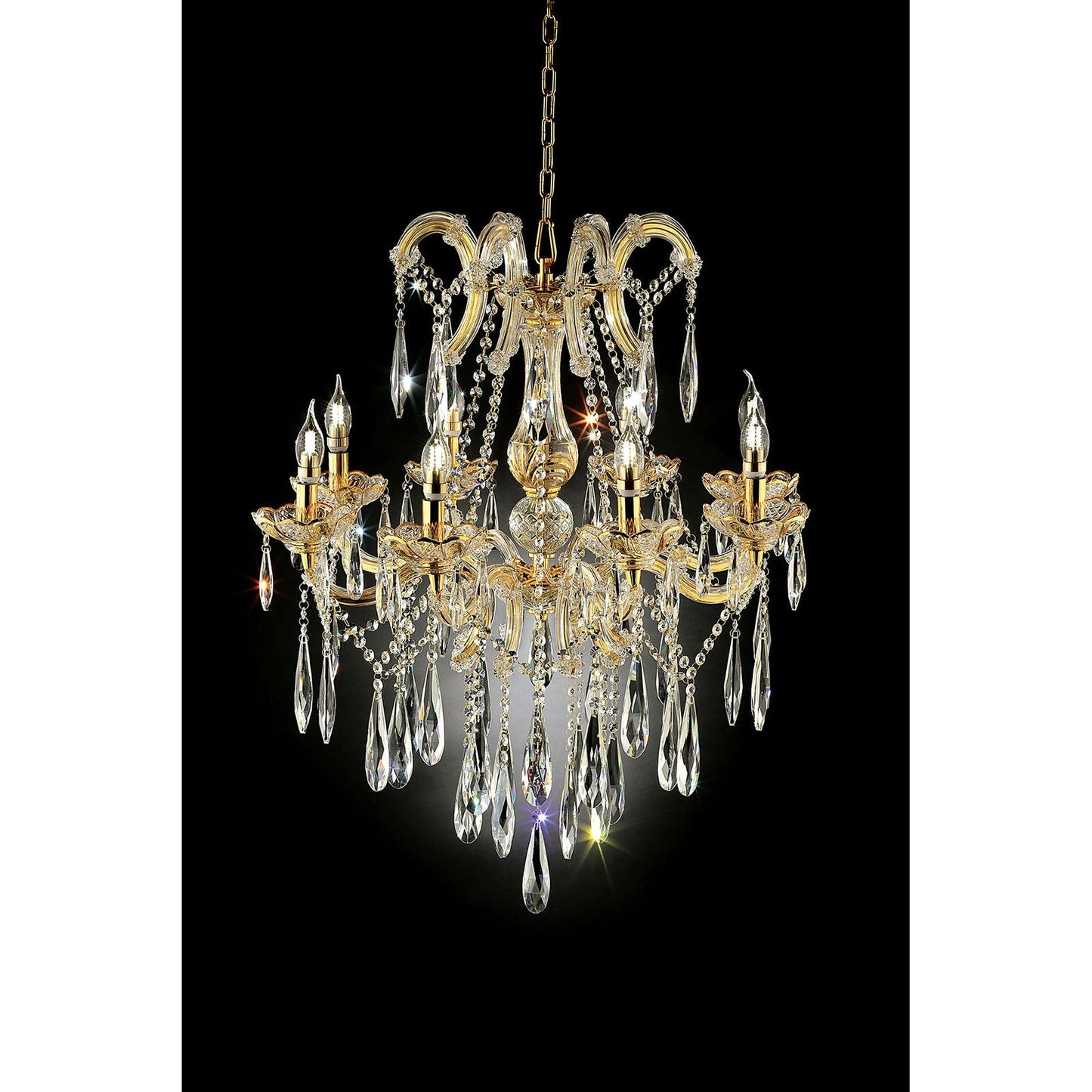 Christiana Gold 35"H Ceiling Lamp Gold, Hanging Crystal - ATL FURNITURE