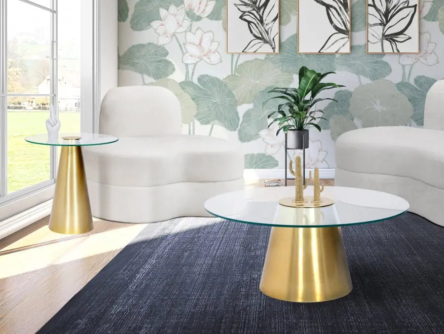 Meridian Furniture - Glassimo End Table In Brushed Gold - 298-Et - ATL FURNITURE