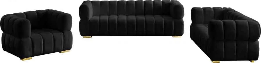 Meridian Furniture - Gwen Velvet Loveseat In Black - 670Black-L - ATL FURNITURE