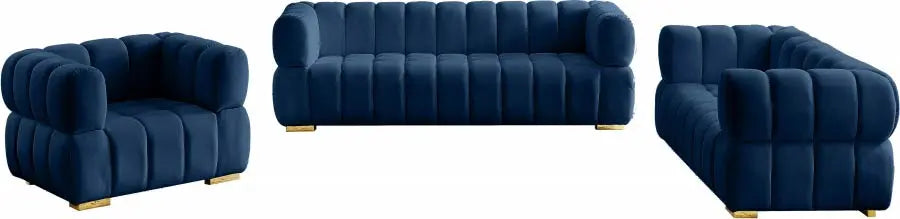 Meridian Furniture - Gwen Velvet Loveseat In Navy - 670Navy-L - ATL FURNITURE