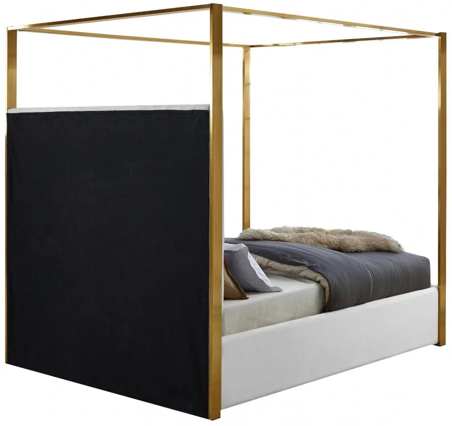 Jones Faux Leather Bed In White - Joneswhite-K - ATL FURNITURE