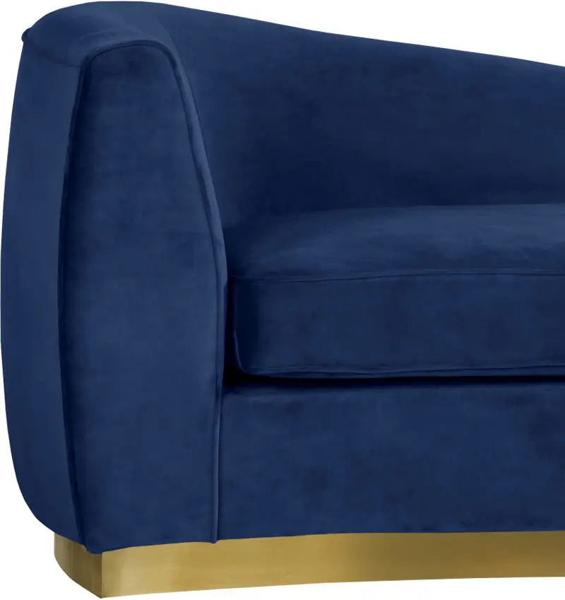 Meridian Furniture - Julian Velvet Chaise Lounge In Navy - 620Navy-Chaise - ATL FURNITURE