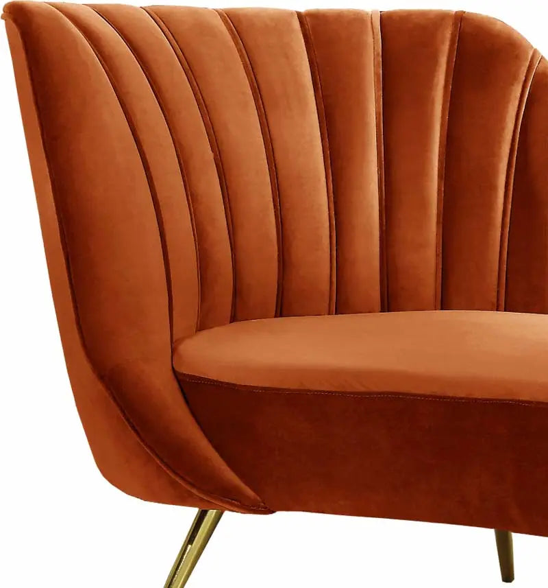 Meridian Furniture - Margo Velvet Chaise Lounge In Cognac - 622Cognac-Chaise - ATL FURNITURE