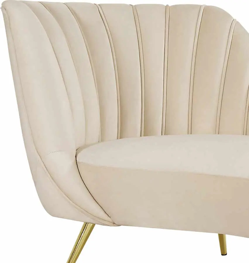 Meridian Furniture - Margo Velvet Chaise Lounge In Cream - 622Cream-Chaise - ATL FURNITURE