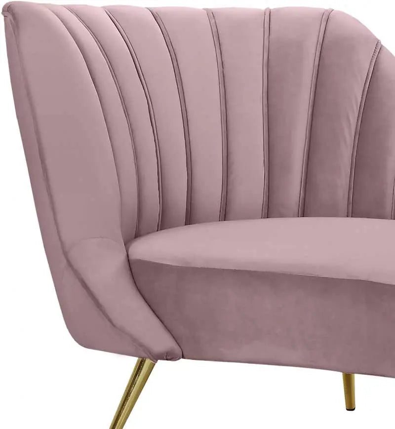 Meridian Furniture - Margo Velvet Chaise Lounge In Pink - 622Pink-Chaise - ATL FURNITURE