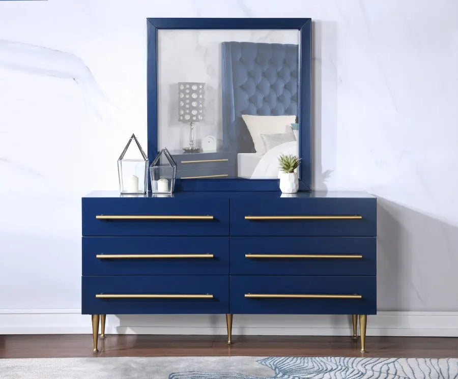 Meridian Furniture - Marisol Dresser With Mirror In Navy Meridian Furniture - Marisol Dresser With Mirror In Navy