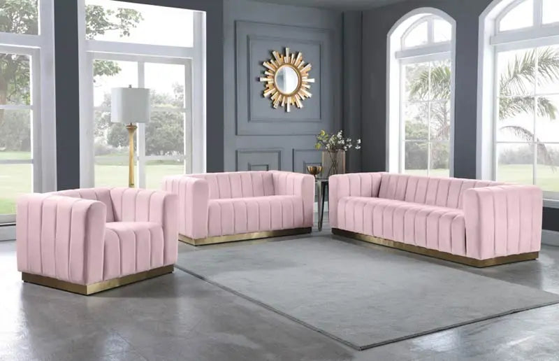 Meridian Furniture - Marlon Velvet Chair In Pink - 603Pink-C - ATL FURNITURE