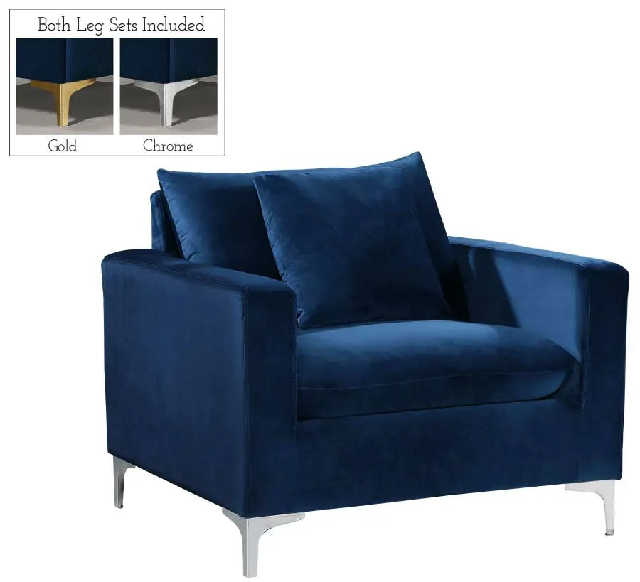Meridian Furniture - Naomi 3 Piece Living Room Set In Navy - 633Navy-S-3Set - ATL FURNITURE