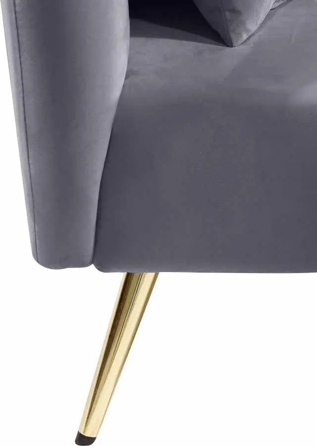 Meridian Furniture - Nolan Velvet Chaise In Grey - 656Grey-Chaise - ATL FURNITURE