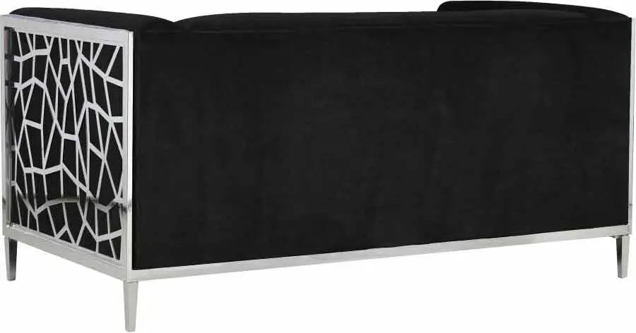 Meridian Furniture - Opal Velvet Loveseat In Black - 672Black-L - ATL FURNITURE