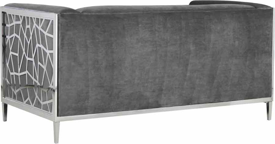 Meridian Furniture - Opal Velvet Loveseat In Grey - 672Grey-L - ATL FURNITURE