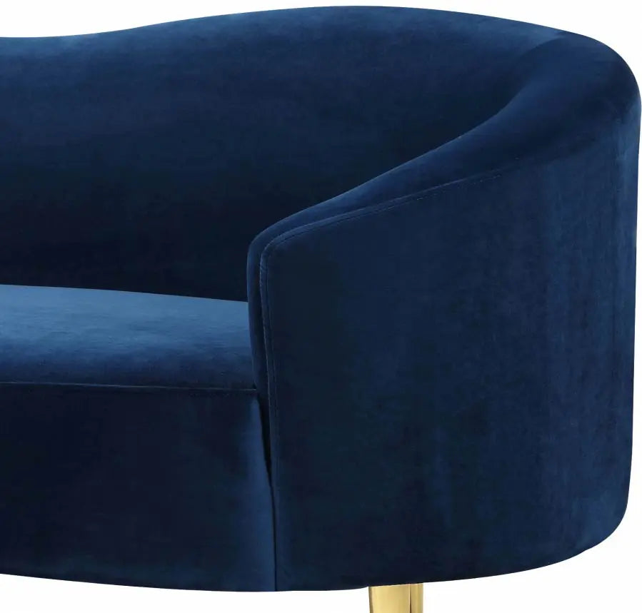 Meridian Furniture - Ritz Velvet Loveseat In Navy - 659Navy-L - ATL FURNITURE