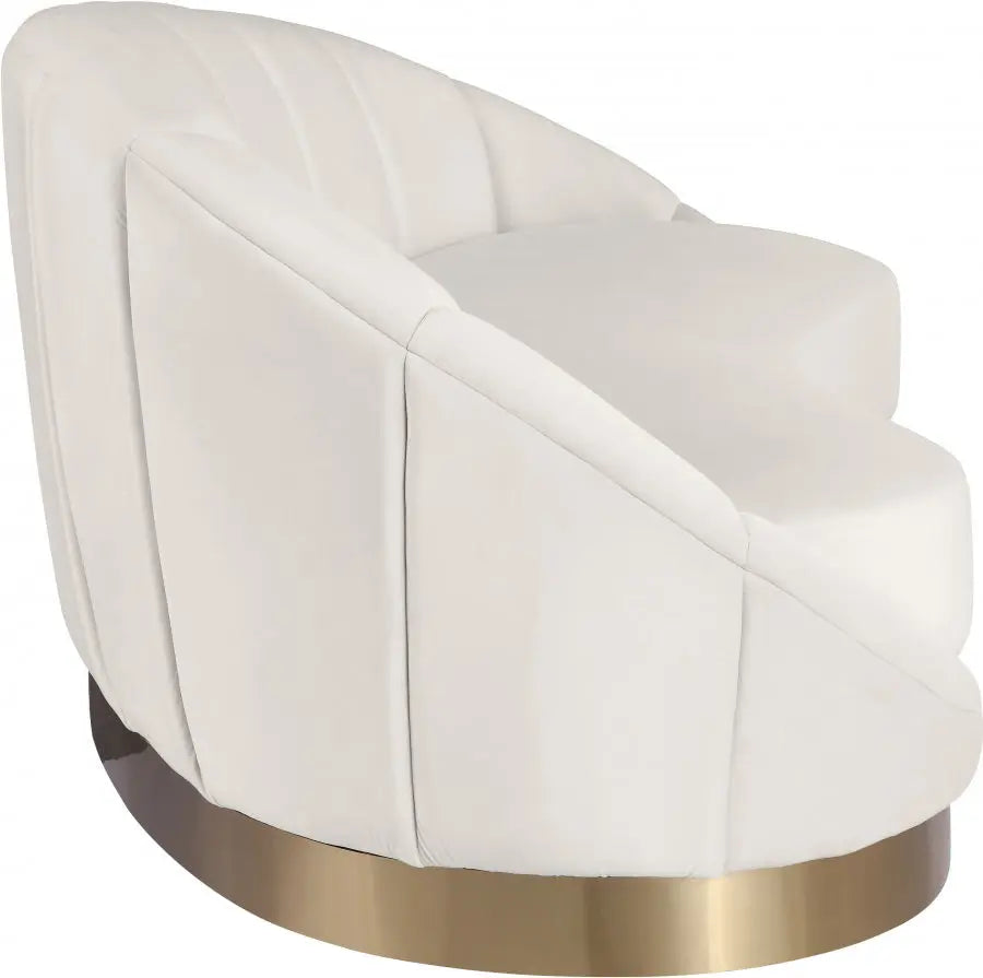 Meridian Furniture - Shelly Velvet Chaise In Cream - 623Cream-Chaise - ATL FURNITURE