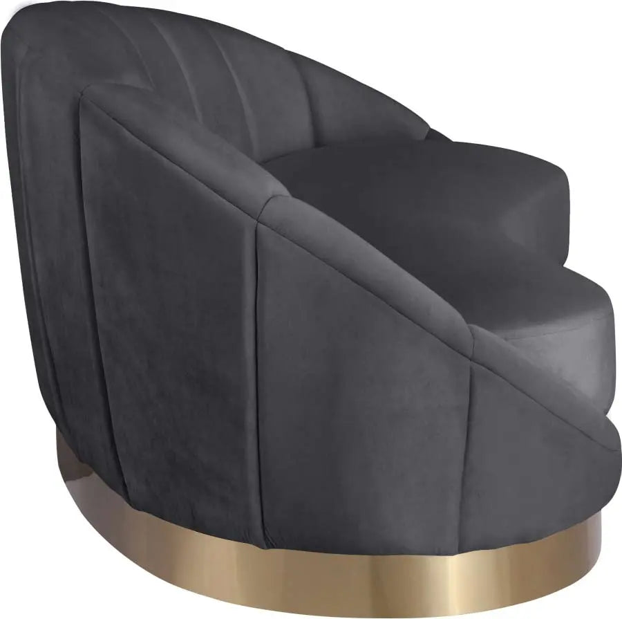 Meridian Furniture - Shelly Velvet Chaise In Grey - 623Grey-Chaise - ATL FURNITURE