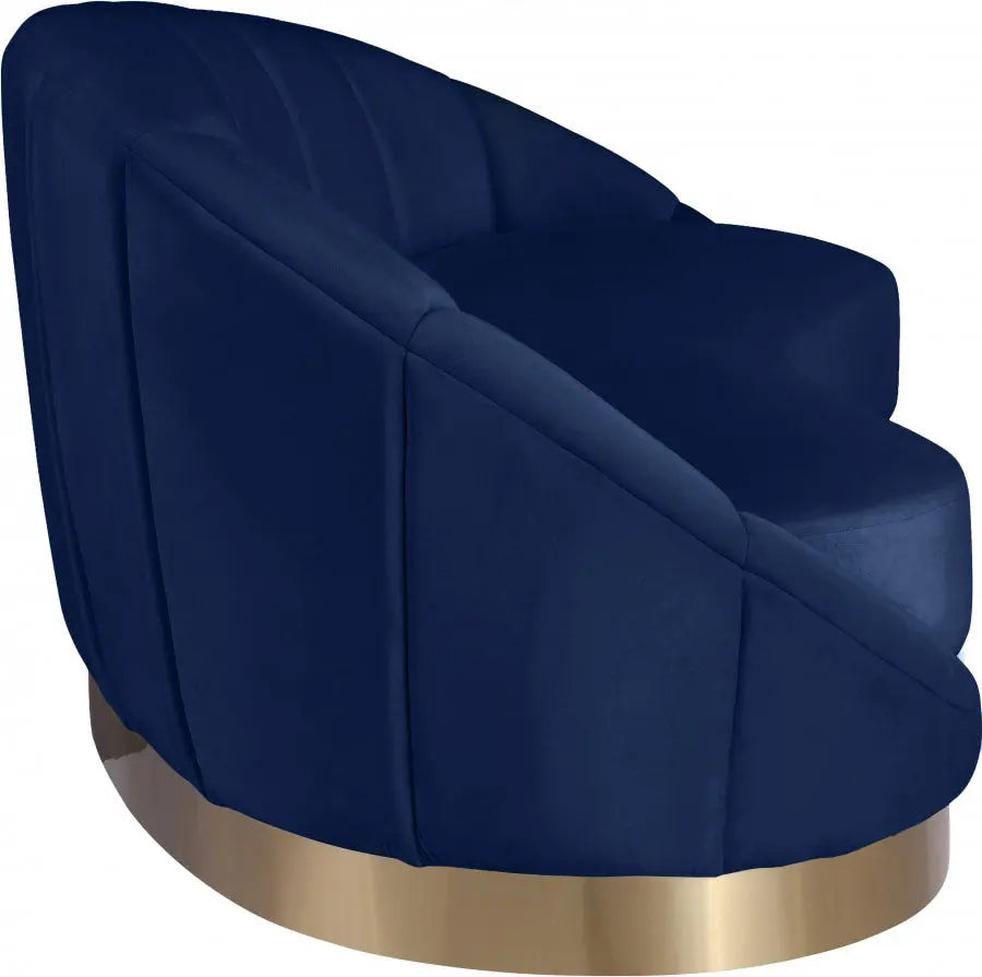 Meridian Furniture - Shelly Velvet Chaise In Navy - 623Navy-Chaise - ATL FURNITURE
