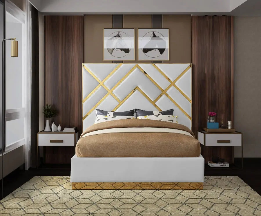 Vector Velvet Queen Bed In White - ATL FURNITURE