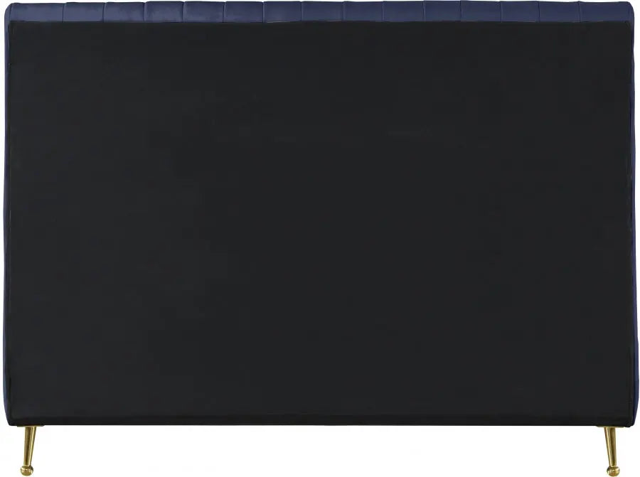 Meridian Furniture - Zara Velvet Queen Bed In Navy - Zaranavy-Q - ATL FURNITURE