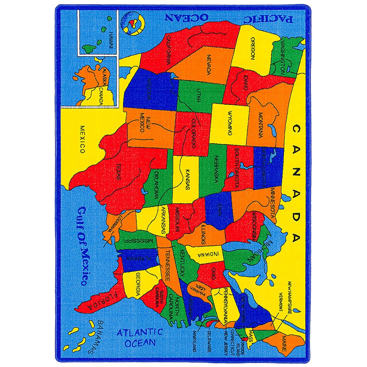 ABBEY Us Map 5' X 8' Area Rug - ATL FURNITURE