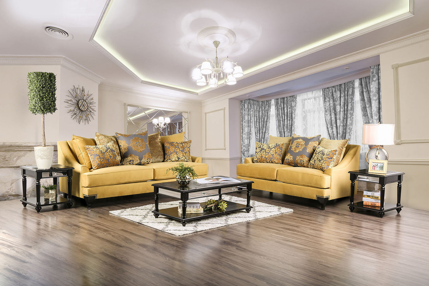 Viscontti Gold Sofa + Love Seat - ATL FURNITURE