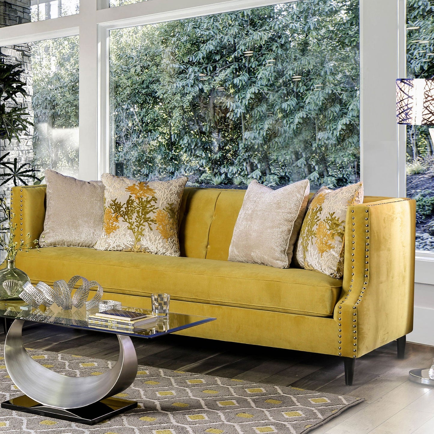 Tegan Royal Yellow/Light Tan Sofa - ATL FURNITURE