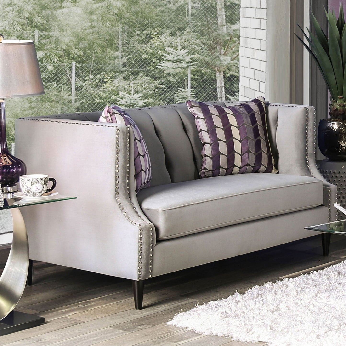 Tegan Gray/Purple Love Seat - ATL FURNITURE