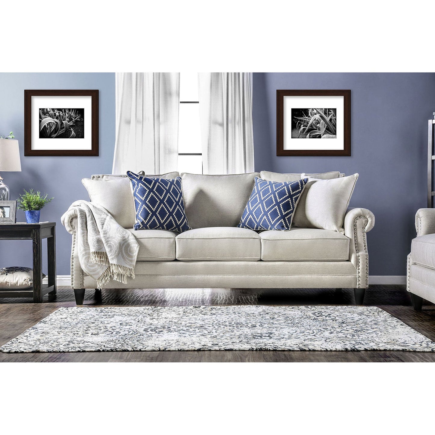 Giovanni Beige/Blue Sofa - ATL FURNITURE