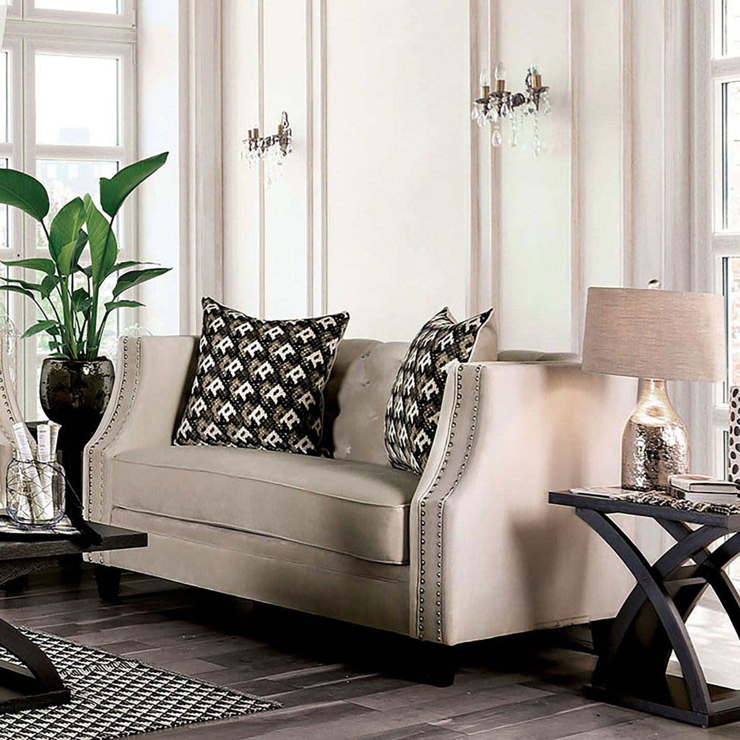 Aniyah Beige Love Seat - ATL FURNITURE