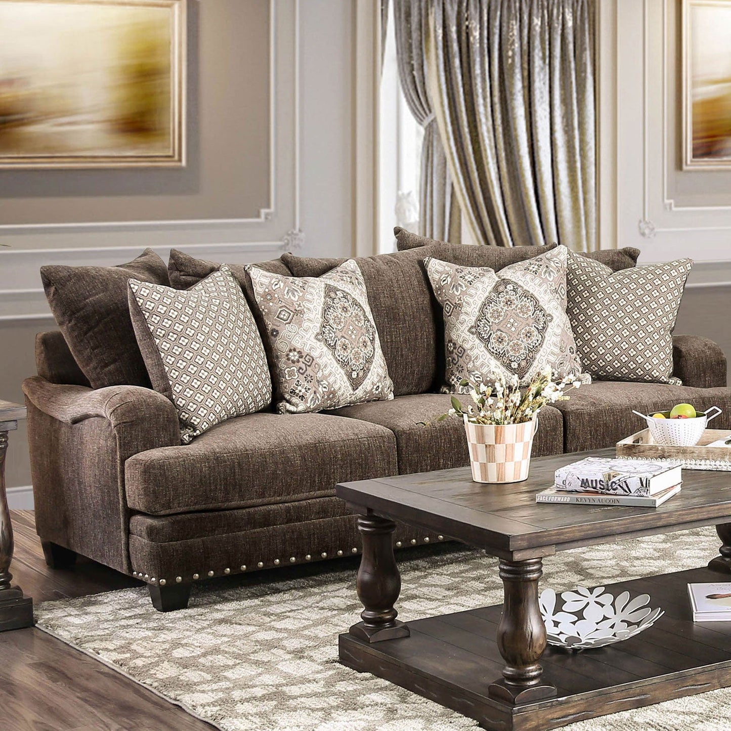 Pauline Dark Brown Sofa - ATL FURNITURE
