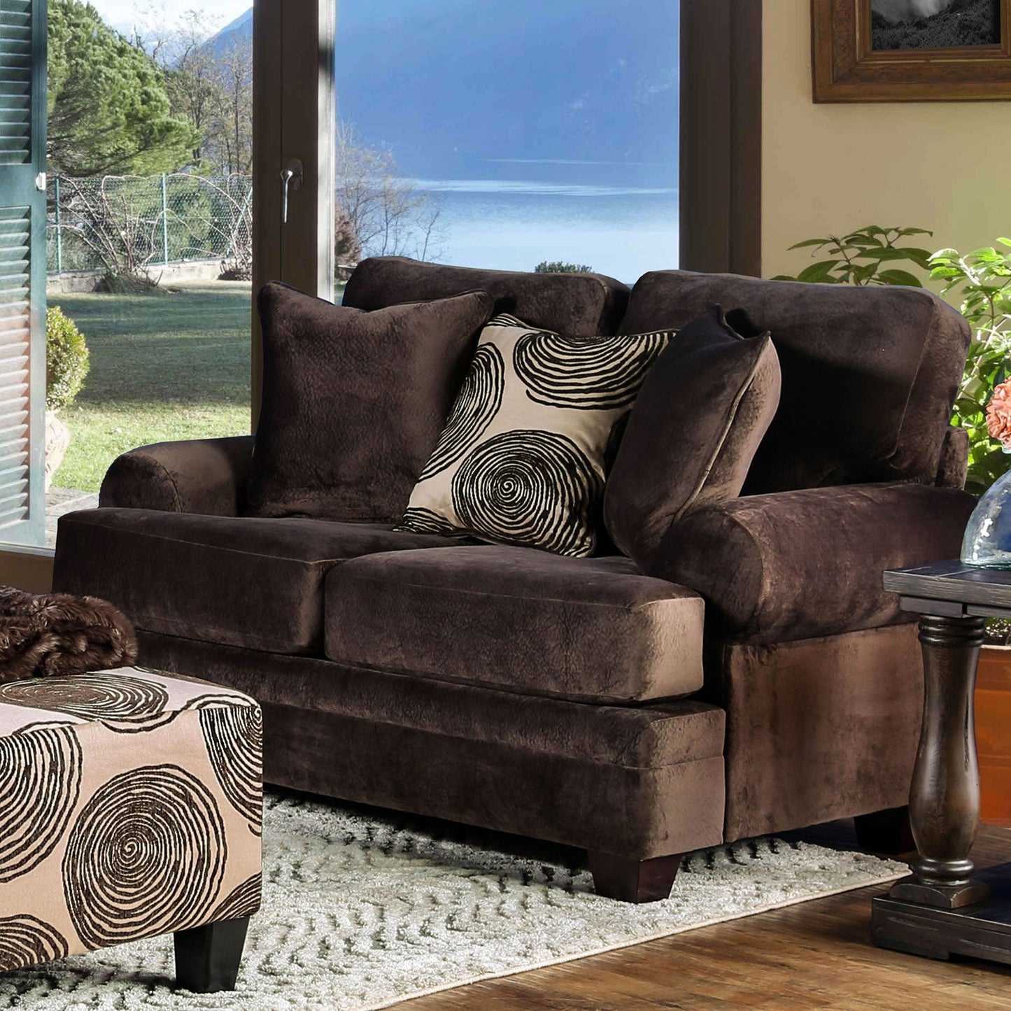 Bonaventura Brown Love Seat - ATL FURNITURE