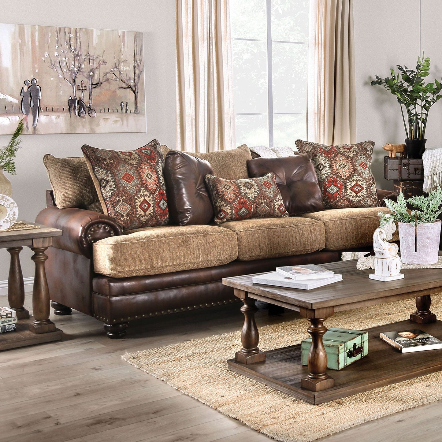 Fletcher Brown/Tan Sofa - ATL FURNITURE