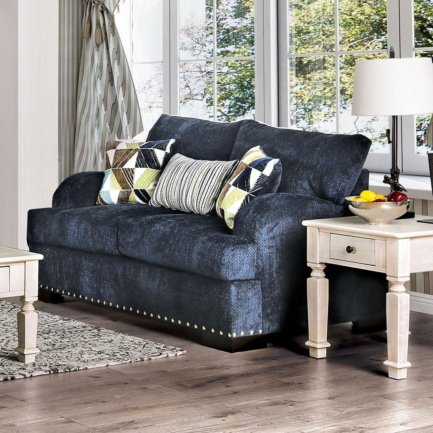 Jayda Navy Love Seat - ATL FURNITURE