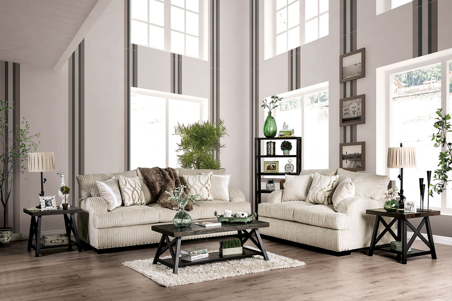 Zayla Golden Ivory Sofa + Love Seat - ATL FURNITURE