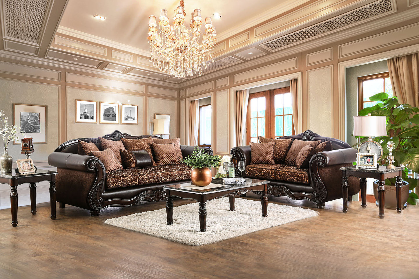 ELPIS Brown Sofa + Love Seat - ATL FURNITURE