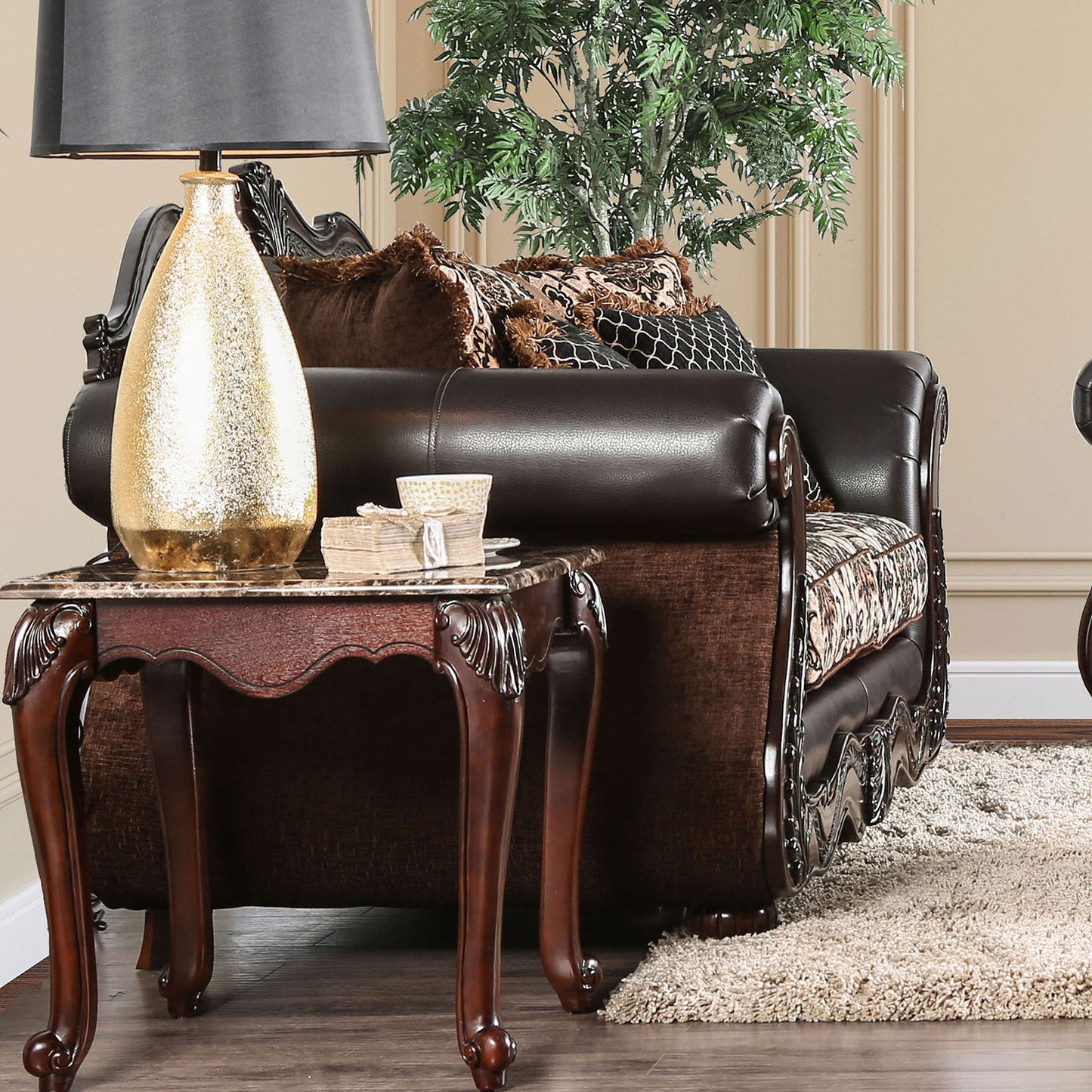 JAMAEL Brown/Espresso Love Seat - ATL FURNITURE