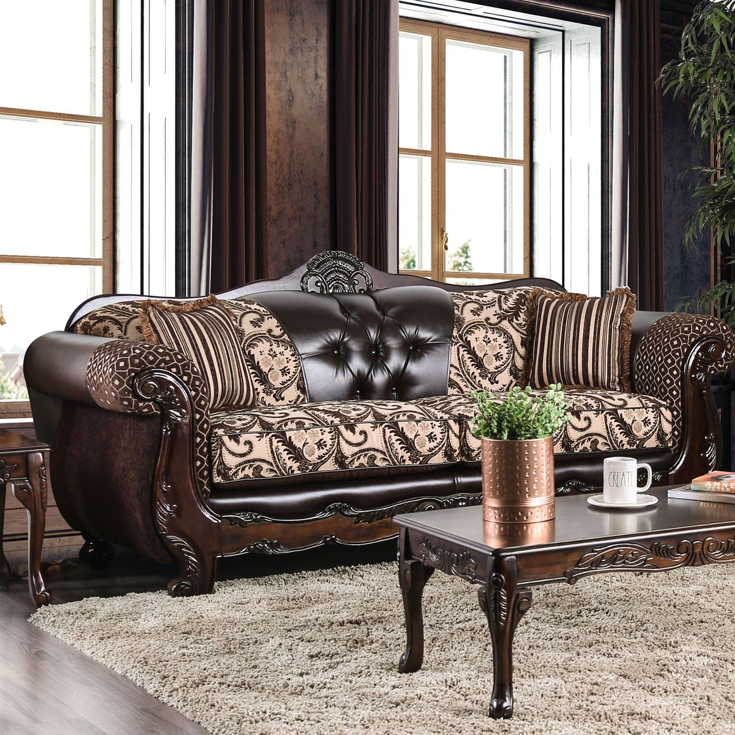 Quirino Light Brown/Dark Brown Sofa - ATL FURNITURE