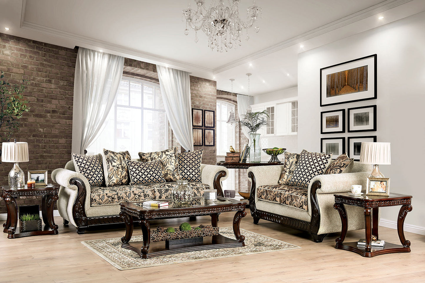 Caldiran Beige/Brown Sofa + Love Seat - ATL FURNITURE